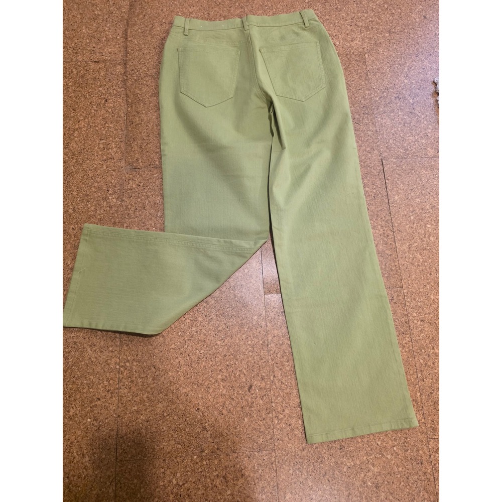 Talbots Petites Sage Green Straight Leg Pants Womens 8P High Rise Stretch Cotton